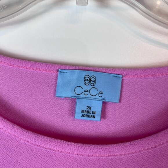 CeCe Pink Ruffle Sleeve Knit Top Plus Size 2X Feminine Soft Stretch NWT - Picture 5 of 8